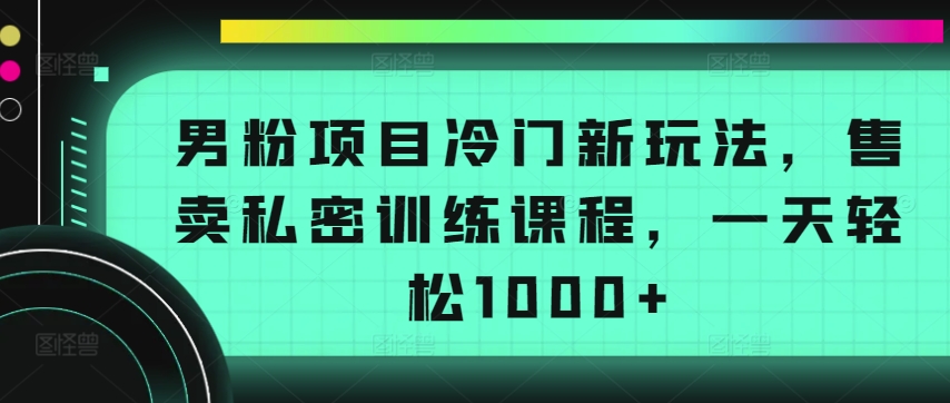 男粉項目冷門新玩法，售賣私密訓練課程，一天輕松1000+【揭秘】