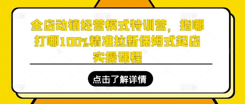 全店動銷經營模式特訓營，指哪打哪100%精準拉新保姆式起店實操課程