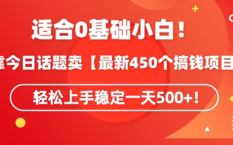 今日話題玩法大揭秘！450 個最新搞錢秘籍，輕松上手日賺 500+