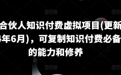 2024年6月更新：知識付費IP合作伙伴項目，掌握復制成功知識付費的核心技能與素質