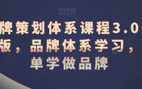 品牌策劃體系3.0升級版課程：輕松學(xué)習(xí)品牌體系，打造成功品牌