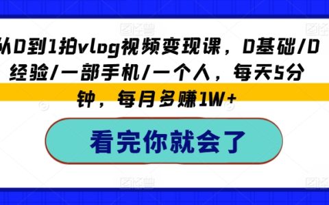 從零開始Vlog賺錢教程：無基礎/無經驗，手機拍攝，單人操作，每日5分鐘，實現月入萬元實戰指南