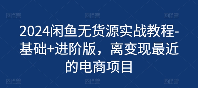 2024閑魚(yú)無(wú)貨源實(shí)戰(zhàn)教程-基礎(chǔ)+進(jìn)階版，離變現(xiàn)最近的電商項(xiàng)目