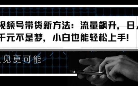 視頻號帶貨新攻略：流量激增，日賺千余不再是難題，新手快速入門【獨家揭秘】