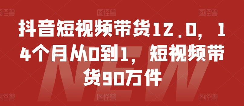 抖音短視頻帶貨12.0，14個月從0到1，短視頻帶貨90萬件
