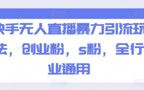 快手無(wú)人直播新策略：暴力引流秘訣，創(chuàng)業(yè)粉絲、社交粉絲必備，跨行業(yè)適用