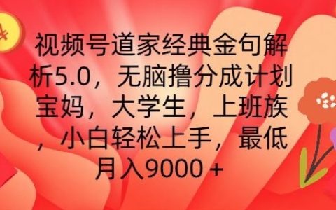 視頻號道家名言深度解讀5.0版：零基礎快速賺錢攻略，月入9000+不是夢【揭秘教程】