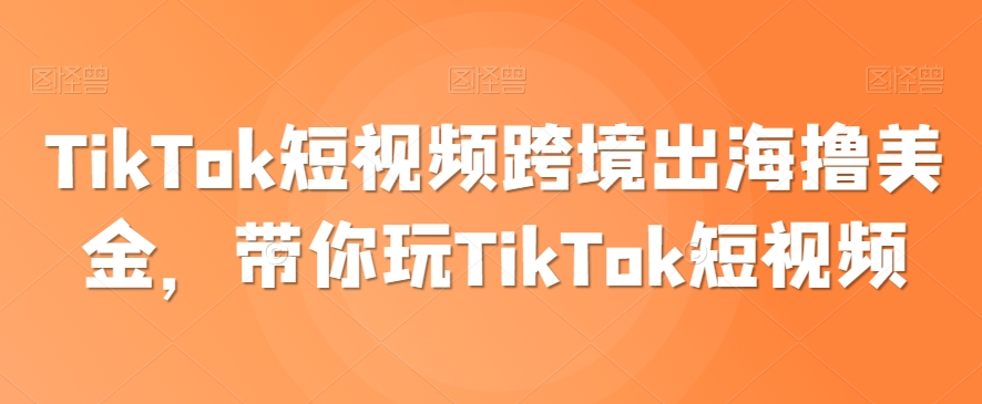 TikTok短視頻跨境出海擼美金，帶你玩TikTok短視頻