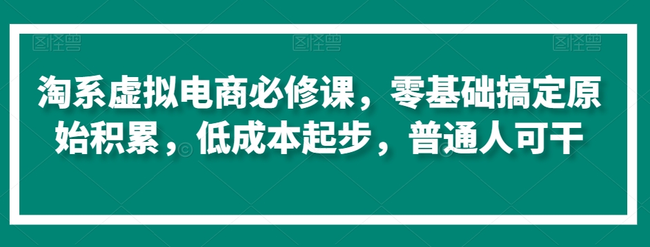 淘系虛擬電商必修課，零基礎(chǔ)搞定原始積累，低成本起步，普通人可干