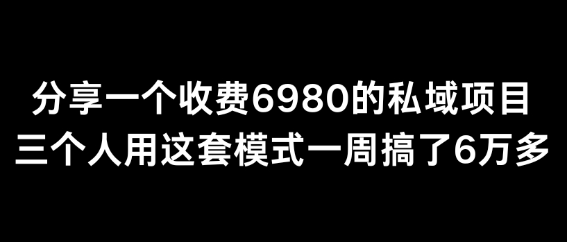 分享一個外面賣6980的私域項目三個人用這套模式一周搞了6萬多【揭秘】