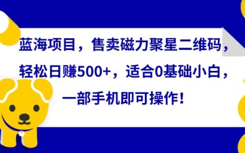 磁力聚星二維碼銷(xiāo)售，藍(lán)海項(xiàng)目日賺500+，0基礎(chǔ)小白手機(jī)操作指南【揭秘】