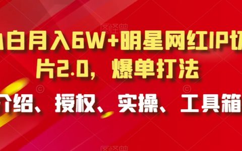 小白月入6W+明星網(wǎng)紅IP切片2.0策略揭秘，獨(dú)家爆單打法，從介紹到實(shí)操全攻略，工具箱助你一臂之力【深度解析】
