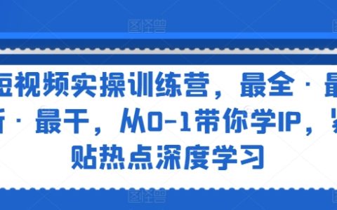 實戰短視頻培訓營：全面·前沿·精華，從0-1到IP達人，緊跟熱點深度解析
