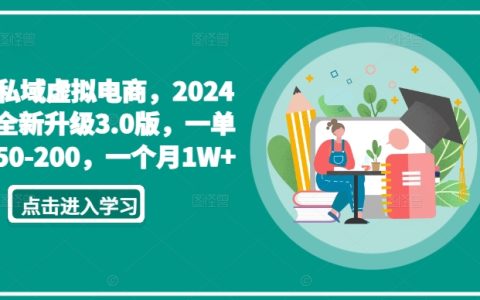 2024私域虛擬電商3.0升級版揭秘，單筆利潤50-200元，月入過萬不是夢【盈利模式解析】