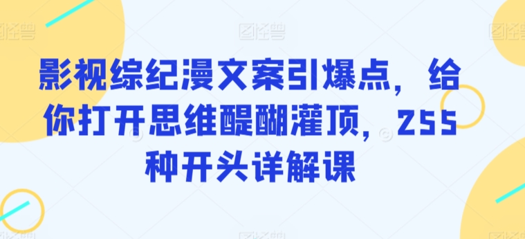 影視綜紀漫文案引爆點，給你打開思維醍醐灌頂，255種開頭詳解課