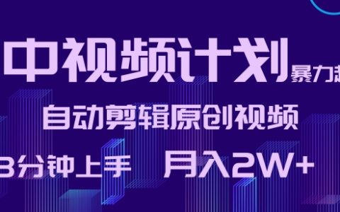 快速上手攻略：中視頻計(jì)劃全自動(dòng)剪輯，原創(chuàng)視頻3分鐘制作，輕松月入2萬(wàn)+【獨(dú)家揭秘】