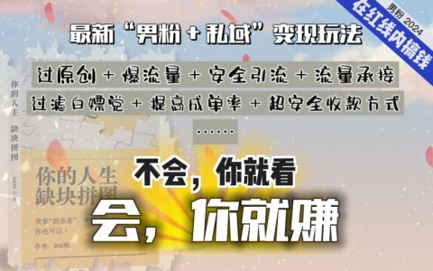 2024 年，‘男粉+私域’仍是最穩(wěn)健、最賺錢(qián)、最輕松、最愉快的變現(xiàn)途徑【深度揭秘】