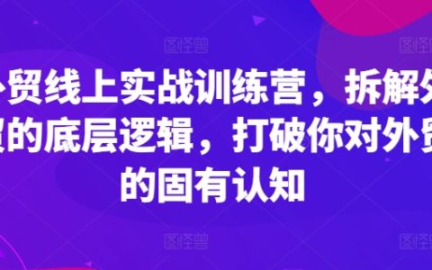 2024外貿實戰特訓營：深度解析外貿底層邏輯，重塑你的外貿認知框架
