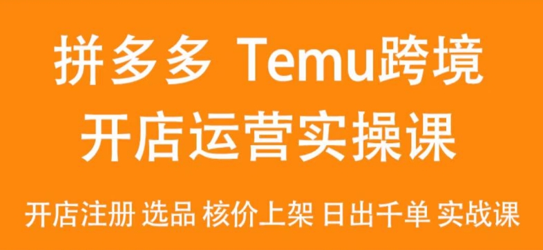 2024Temu最新玩法，Temu跨境開店運營實操課，開店注冊/選品/核價上架/日出千單實戰課