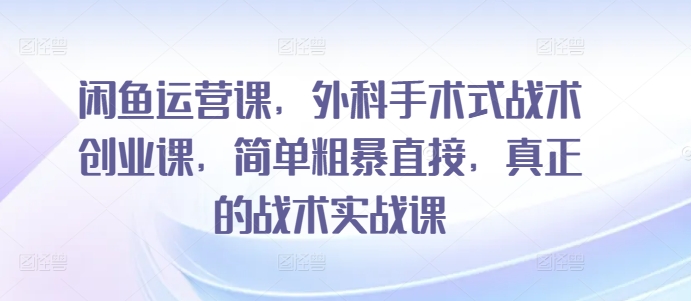 閑魚運營課，外科手術式戰術創業課，簡單粗暴直接，真正的戰術實戰課