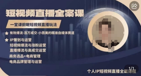 高品質IP短視頻直播全案課程，一堂課俯瞰短視頻直播玩法