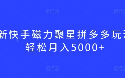 快手磁力聚星拼多多新策略，實現月入5000+的輕松玩法【深度揭秘】