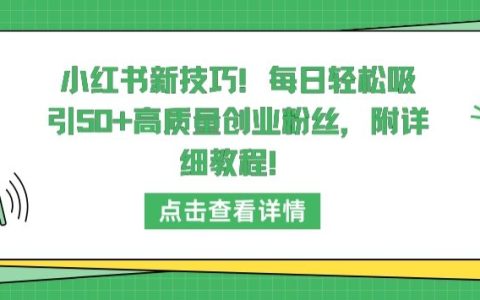 揭秘小紅書新策略：每日輕松吸引50+高價(jià)值創(chuàng)業(yè)粉絲，專業(yè)教程分享