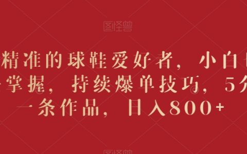 球鞋愛好者必看：小白輕松掌握爆單技巧，高效產(chǎn)出5分鐘作品，實現(xiàn)日賺800+【實戰(zhàn)攻略】