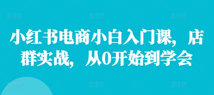 小紅書(shū)電商小白入門(mén)課，店群實(shí)戰(zhàn)，從0開(kāi)始到學(xué)會(huì)