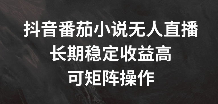 抖音番茄小說無人直播，長期穩定收益高，可矩陣操作【揭秘】