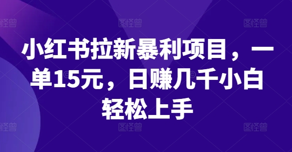 小紅書拉新暴利項目，一單15元，日賺幾千小白輕松上手【揭秘】