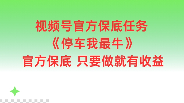 視頻號官方保底任務，停車我最牛，官方保底只要做就有收益【揭秘】