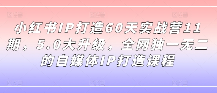 小紅書IP打造60天實(shí)戰(zhàn)營(yíng)11期，5.0大升級(jí)，全網(wǎng)獨(dú)一無(wú)二的自媒體IP打造課程