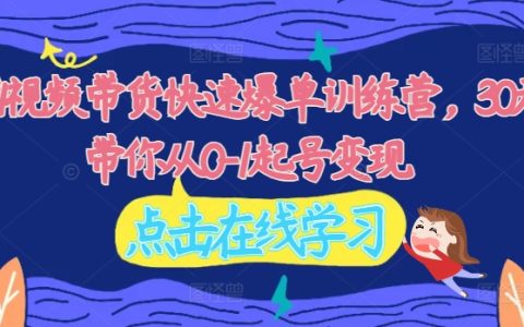 2024年視頻帶貨超級爆單特訓營：30天帶你從0-1起號變現