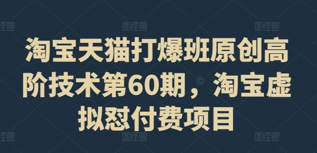 淘寶天貓打爆班原創高階技術第60期，淘寶虛擬懟付費項目