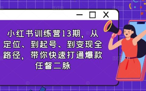 小紅書爆文攻略：第13期賬號運營訓(xùn)練營，從定位到變現(xiàn)全攻略，助你快速掌握爆款密碼