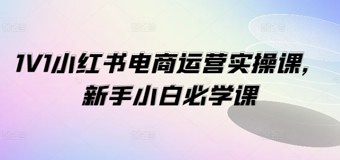 1V1小紅書電商運(yùn)營實(shí)操課，新手小白必學(xué)課