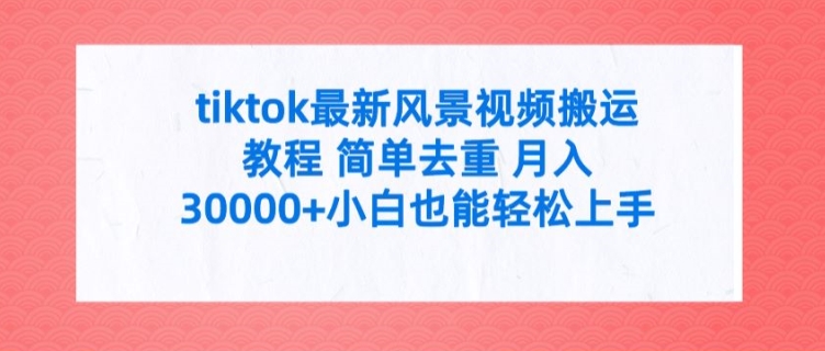 tiktok最新風景視頻搬運教程 簡單去重 月入3W+小白也能輕松上手【揭秘】