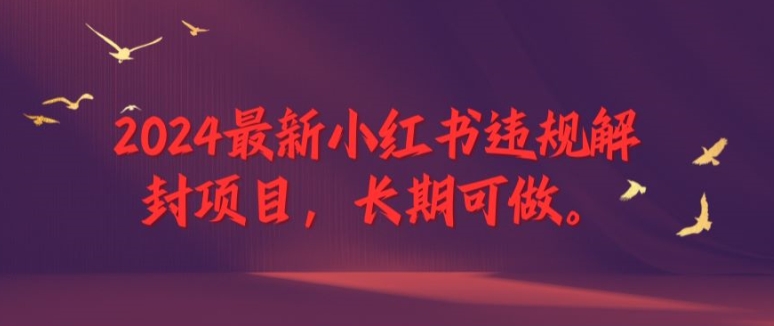 2024最新小紅書違規(guī)解封項(xiàng)目，長(zhǎng)期可做，一個(gè)可以做到退休的項(xiàng)目【揭秘】