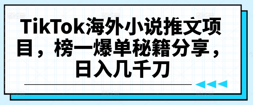 【TikTok國際版小說推廣策略揭秘】：掌握爆款推文技巧，實現日收益數千美元的秘訣