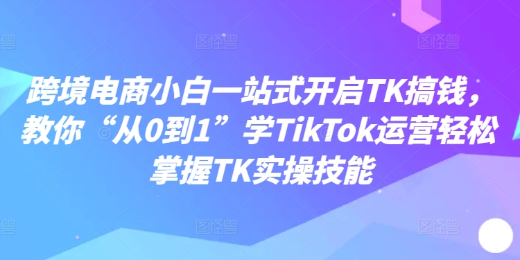 跨境電商新手上路：一站式TK賺錢攻略，手把手教你從零開始精通TikTok運(yùn)營技巧