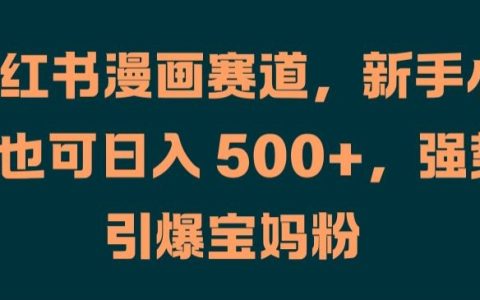 小紅書漫畫賽道玩法揭秘，新手小白輕松日入500+，寶媽粉引流爆單技巧