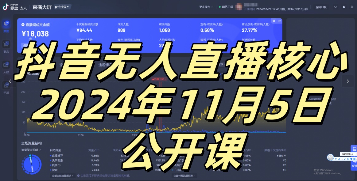 抖音無人直播核心公開課，咸魚翻身小白可做帶有睡后收入月入過萬太簡單【揭秘】