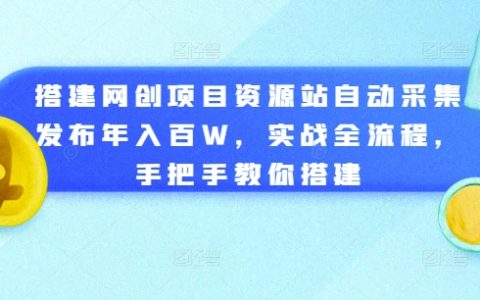 【揭秘】年入百萬網創資源站搭建攻略：全自動采集發布，實戰教程，新手必看全流程！