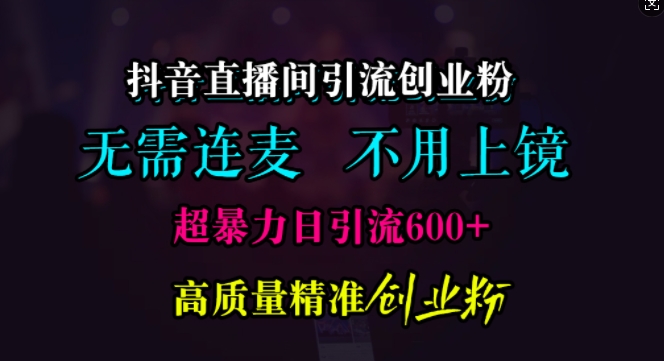 抖音直播間引流創(chuàng)業(yè)粉，無(wú)需連麥、無(wú)需上鏡，超暴力日引流600+高質(zhì)量精準(zhǔn)創(chuàng)業(yè)粉【揭秘】