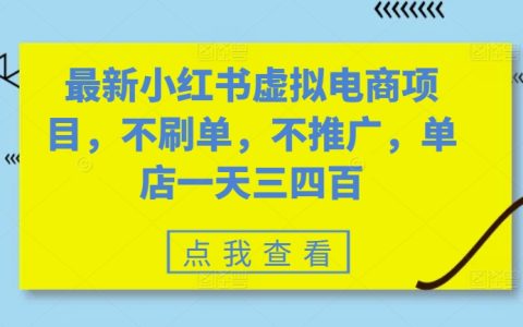 最新小紅書虛擬電商創業項目，無需刷單和推廣，單店日收入可達三四百的實操指南