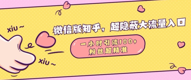微信版知乎，超隱蔽流量入口1小時引流100人，粉絲質量超高【揭秘】