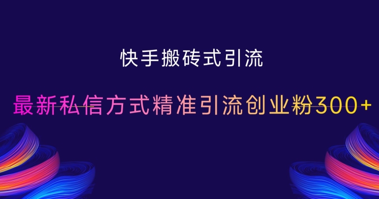 快手搬磚式引流，最新私信方式精準引流創業粉300+