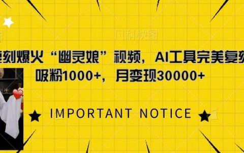 如何利用AI工具高效復刻熱門“幽靈娘”視頻，實現每日吸粉過千及月入萬元目標