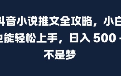 抖音小說推文全攻略，小白輕松上手，每日增加500+粉絲不是夢【深度解析】